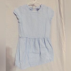Frenchie girls size 4 baby blue & white pinstripe dress